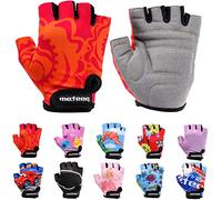 Enfants Gants de Vélo Garçons Filles Cyclisme VTT Demi-Doigts Antidérapant Mitaines de Sport Antichoc Respirant Courts pour Bicyclette Réglables Scooter Paire de Gant (JR M ~7-7,5 cm, Big Flower)