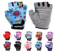 Enfants Gants de Vélo Garçons Filles Cyclisme VTT Demi-Doigts Antidérapant Mitaines de Sport Antichoc Respirant Courts pour Bicyclette Réglables Scooter Paire de Gant (JR M ~7-7,5 cm, Kiss Love)