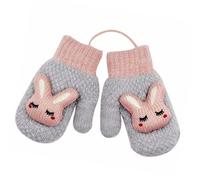 Enfants Gants D'hiver Mitaines Unisexes Tricotées à Motif de Lapin Mignon avec Ficelle de Cou Suspendue Gants Chauds en Peluche Ski Snowboard Camping Gants pour Garçon Fille Bébé Enfants Âge 1-8 Ans