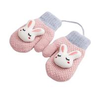 Enfants Gants D'hiver Mitaines Unisexes Tricotées à Motif de Lapin Mignon avec Ficelle de Cou Suspendue Gants Chauds en Peluche Ski Snowboard Camping Gants pour Garçon Fille Bébé Enfants Âge 1-8 Ans