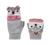 Enfants Gants Hiver Thermique Moufles Tricoté Epais Gants Demi-Doigts de Renne Mignon avec Doublure Cachemire Chaud Gants Extérieur de Ski Anti-Froid Gloves pour Filles Garçons 3-8 Ans (Gris)