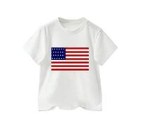 Enfants Garçons 4 Juillet T-shirts Drapeau Américain T-shirt Enfants Jour de l'Indépendance Patriotique à Manches Courtes Tops Leggings avec Top Set, Blanc., 2-3 ans