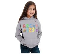 Enfants garçons Filles Automne Hiver Saison Maternelle Lettre imprimée à Manches Longues Sweat à Capuche Chaud et Confortable Hauts vêtements pour Enfants Blouse Longue Fille (Grey, 18-24 Months)