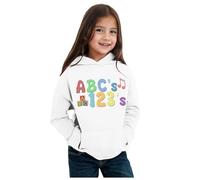 Enfants garçons Filles Automne Hiver Saison Maternelle Lettre imprimée à Manches Longues Sweat à Capuche Chaud et Confortable Hauts vêtements pour Enfants Blouse Longue Fille (White, 6-7 Years)