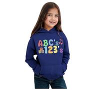 Enfants garçons Filles Automne Hiver Saison Maternelle Lettre imprimée à Manches Longues Sweat à Capuche Chaud et Confortable Hauts vêtements pour Enfants Blouse Longue Fille (Blue, 5-6 Years)