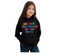 Enfants garçons Filles Automne Hiver Saison Maternelle Lettre imprimée à Manches Longues Sweat à Capuche Chaud et Confortable Hauts vêtements pour Enfants Fille Blouse Chemise (Black, 8-9 Years)