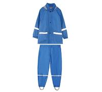 Enfants Garçons Filles Bouton Veste De Pluie À Capuche Coupe-Vent Imperméable Enfants À Manches Longues À Capuche Trench Pantalon Tenues (Blue 2 Year)