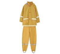 Enfants Garçons Filles Bouton Veste De Pluie À Capuche Coupe-Vent Imperméable Enfants À Manches Longues À Capuche Trench Pantalon Tenues (Yellow 6 Year)