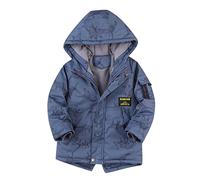Enfants garçons filles hiver épaissir manteau dessin animé dinosaure imprime veste à capuche enfant en bas âge coupe-vent épais vêtements d'extérieur chauds Blouson Coupe-vent Veste (Navy, 3-4 Years)