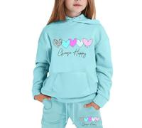Enfants Garçons Filles Survêtement Encapuchonné Crop Top Bottom Sweat Capuche et Bas de Jogging Ensemble Fille 2 Pièces Automne Hiver Costume Joggers Combinaison Cadeau 7-16 Ans