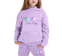 Enfants Garçons Filles Survêtement Pantalon et Sweats Haut 2 Pièce Imprimer Zippé Top Sweat Capuche Bottom Vêtements Mode Ados Fille Jogging Ensemble Enfant pour 3-15 Ans