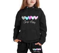 Enfants Garçons Filles Survêtement Pantalon et Sweats Haut 2 Pièce Imprimer Zippé Top Sweat Capuche Bottom Vêtements Mode Ados Fille Jogging Ensemble Enfant pour 3-15 Ans