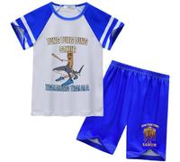 Enfants Homewear Short à Manches Courtes Pyjama, Italien Brainrot Animaux Tung Tung Tung Sahur Garçons Été Nouveau Pyjama,Dark Blue,140cm