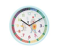 Enfants Horloge Murale,10 Inch Horloge murale pour enfant silencieus horloge d'apprentissage analogique avec horloge et design coloré,pour apprendre l'heure (01)