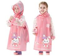 Enfants Imperméables Fille Poncho de Pluie Manteaux Transparente Veste à Capuche Réutilisable Cape Vêtements Léger Vestes Dessin Animé Mignon