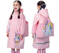 Enfants Imperméables, Manteaux Imperméables Poncho de Pluie Fille Garçon Veste de Pluie à Capuche Réutilisable Vêtements de Pluie 2-4 Ans