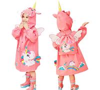 Enfants Imperméables pour Garçons Filles Poncho de Pluie Manteaux Imperméables Léger Veste de Pluie à Capuche Réutilisable Vêtements de Pluie 2-3 Ans