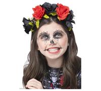 Enfants Jour De The Dead Rose Bandeau Noir et Rouge Filles Déguisement Halloween