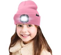 Enfants Led Casquette De Bonnet Éclairée,Lampe Frontale Rechargeable Par Usb Chapeaux De Nuit En Tricot D'hiver Plus Chauds Lumière Cadeaux Noël Pour Garçons Filles.[F110]