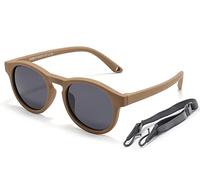 Enfants Lunettes de Soleil Polarisées avc Bande pour Bébé Garçons et Filles 0 à 3 ans, Nourrisson Chic Lunettes de Soleil Incassables UV400 Protection Verre Léger Flexible Cadre Lunettes de Soleil