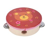 Enfants Main Tambour De Poche Tambourin Dessin Animé Modèle Musical Éducatif Instrument Fournitures (Ours rouge)