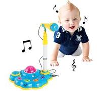 Enfants Microphones Microphone Karaoké pour Le Chant avec support avec effet de Lumière Bleu PT159 Bleu G