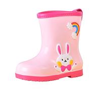 Enfants Mignon Dessin animé Mode imperméable et antidérapant Bottes de Pluie Bottes de Pluie Fond Mou Mode Bottes de Pluie Bottes Bout Cap Fille (Pink, 28 Little Child)