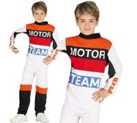 FIESTAS GUIRCA | Costume de Pilote de Moto Enfant (7-9 Ans) - Combinaison de Course - Costumes de Sport et Automobile pour Halloween et Fêtes Déguisées - Idéal pour Enfants - Blanc et Multicolore