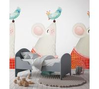 Enfants Papier Avec Grand Souris Et Oiseau - Coloré, Blanc, Rouge