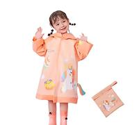 Enfants Pluie Poncho Réutilisable Capuche Manteaux de Pluie Garçons Imperméable Pvc Veste de Pluie Extérieur Filles Vestes et Manteaux Imperméables pour 2-8 Ans Rose 6-8 Ans