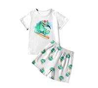Enfants Pyjama Ensembles 2 Pcs Ensemble Deux pièces Manches Courtes avec Haut et Short Plage T Shirt Enfant imprimé Mignon Bébé Coton pour de 7 12 Ans