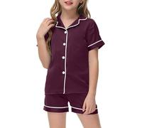 Enfants Pyjama Ensembles 2 Pcs Ensemble Kawaii Satin Loungewear Set Vêtement de Nuit Manches Courtes avec Haut et Short Pièces Pyjashort Petite Fille pour Le Carnaval la Fête d'halloween