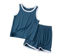 Enfants Pyjama Ensembles 2 Pcs T-Shirt et Short Tops Col Rond+Shorts Imprimé Manches Courtes Enfant de Pyjamas imprimés Mignons Coton Mignonne pour Bambin 1-5 Ans