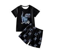 Enfants Pyjama Ensembles 2 Pcs T Shirt Tops et Pjs Shorts Col Rond+Shorts Imprimé Coton Mignonne Rose Pyjamas Vêtements Casual Ensemble en Doux pour Jeunes