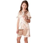 Enfants Pyjama Ensembles 2 Pcs T Shirt Tops et Pjs Shorts Col Rond+Shorts Imprimé vêtements d'été Manches Courtes Enfant Fille Ado Coton Ensemble Pièces pour de 7 12 Ans