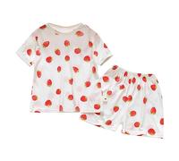Enfants Pyjama Ensembles 2 Pcs T Shirt Tops et Pjs Shorts Tee Manche Short en Coton vêtements d'été Manches Courtes imprimé Mignon Mignonne Ado Fille