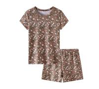 Enfants Pyjama Ensembles 2 Pcs té Loungwear Tops Col Rond+Shorts Imprimé Ensemble T-Shirt et Short Vêtements Enfant Fille Ado Coton de pour Tout-Petit Bébé