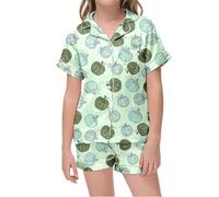 Enfants Pyjamas Ensemble de Pyjama en Satin Deux pièces Boutons Short 2 Soie Boutonné Vêtement Petite Fille pour Le Carnaval et la Fête d'halloween