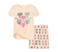 Enfants Pyjamas Ensemble Deux pièces Tops Col Rond+Shorts Imprimé Manches Courtes Enfant Pyjama Unisexe Confortable et Doux Fille Ensembles de pour Jeunes