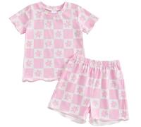 Enfants Pyjamas Ensemble Pyjama Kawaii Satin Loungewear Set Vêtement de Nuit Boutons Short Fashion Mignon Dessin Animé Manches Courtes té Coton Imprimé Four Seasons