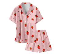 Enfants Pyjamas Ensemble Pyjama Kawaii Unisexe Confortable et Doux Tops Col Rond+Shorts Imprimé Fashion Mignon Dessin Animé Manches Courtes té Coton pour Tout-Petit Bébé