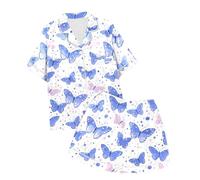 Enfants Pyjamas Ensemble Pyjama Kawaii Vêtements de Nuit Enfant Ado Manches Courte Tops et Short Satin Soie Bouton Courtes imprimé Mignon pour Tout-Petit Bébé