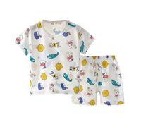 Enfants Pyjamas Ensemble T-Shirt et Short Tops Col Rond+Shorts Imprimé Manches Courtes Enfant Ensembles de imprimés Mignons Coton Mignonne pour 7 12 Ans