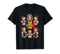 Enfants Roumains Costume Traditionnel Carte Roumanie T-Shirt