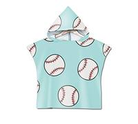Enfants Serviette de Plage Poncho À Capuchon, Treer 3D Dessin Animé Baseball Microfibre Séchage Rapide Sports Bain Robes Peignoir Plage Serviettes de Natation pour Garçon,fille (60 * 60cm,Vert)
