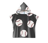 Enfants Serviette de Plage Poncho À Capuchon, Treer 3D Dessin Animé Baseball Microfibre Séchage Rapide Sports Bain Robes Peignoir Plage Serviettes de Natation pour Garçon,fille (60 * 60cm,Gris)