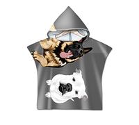 Enfants Serviette de Plage Poncho À Capuchon, Treer 3D Dessin Animé Microfibre Séchage Rapide Sports Bain Robes Peignoir Plage Serviettes de Natation pour Garçon,fille (60 * 60cm,Couple gris foncé)