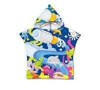 Enfants Serviette de Plage Poncho À Capuchon, Treer 3D Dessin Animé Microfibre Séchage Rapide Sports Bain Robes Peignoir Plage Serviettes de Natation pour Garçon,fille (Bébé dauphin,60 * 60cm)
