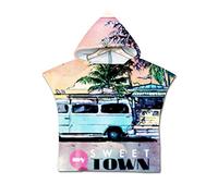 Enfants Serviette de Plage Poncho À Capuchon, Treer 3D Dessin Animé Microfibre Séchage Rapide Sports Bain Robes Peignoir Plage Serviettes de Natation pour Garçon,fille (60 * 60cm,Cocotier)