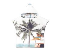 Enfants Serviette de Plage Poncho À Capuchon, Treer 3D Dessin Animé Microfibre Séchage Rapide Sports Bain Robes Peignoir Plage Serviettes de Natation pour Garçon,fille (60 * 60cm,Plage)